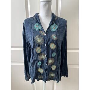 J.Jill Boho  Embroidered Button Up Top size L